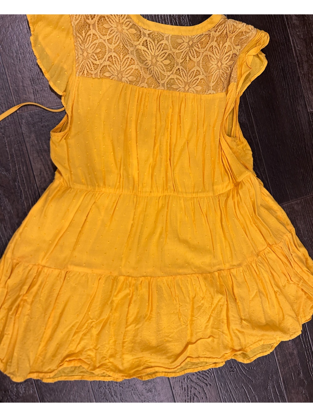 TORRID Yellow Lace-Trim Peasant Top - Picture 2 of 3